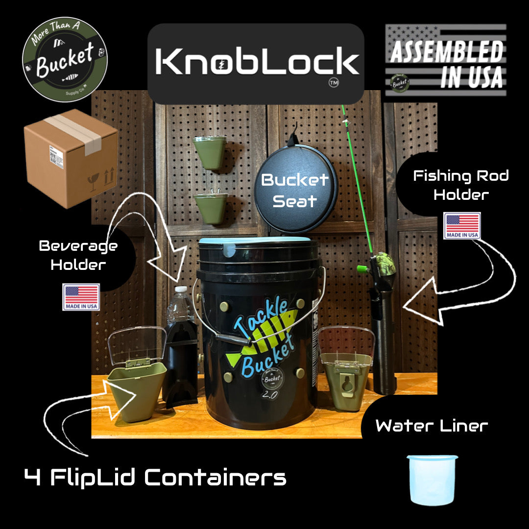 2.0 Tackle-Bucket: Ultimate Fishing Bundle Knob and Lock 2.0 Tackle-Bucket: Ultimate Fishing Bundle Knob and Lock